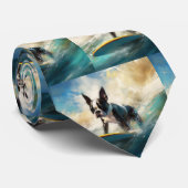 ボストンテリアビーチサーフィン絵画ズ ネクタイ (ロール)