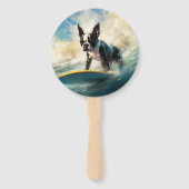 ボストンテリアビーチサーフィン絵画ズ ハンドファン (裏面)