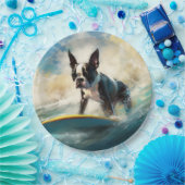 ボストンテリアビーチサーフィン絵画ズ ペーパープレート (パーティー)