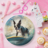 ボストンテリアビーチサーフィン絵画ズ ペーパープレート (パーティー)