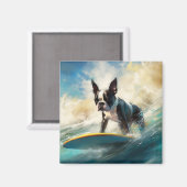 ボストンテリアビーチサーフィン絵画ズ マグネット (正面/裏面)