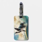 ボストンテリアビーチサーフィン絵画ズ ラゲッジタグ (裏面縦)