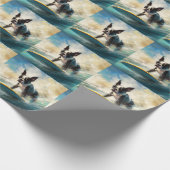 ボストンテリアビーチサーフィン絵画ズ ラッピングペーパー (角)