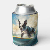 ボストンテリアビーチサーフィン絵画ズ 缶クーラー (缶正面)