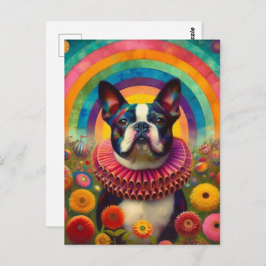 ボストンテリアピエロカラーサーカス ポストカード (正面/裏面)