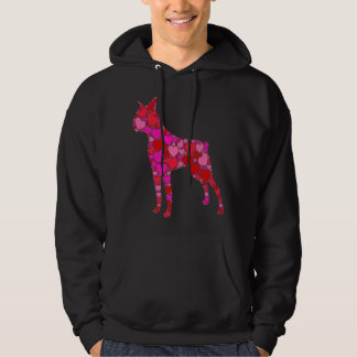 ボストンテリアピンク赤いハートfor Women Men パーカ