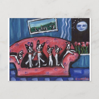 ボストンテリアファミリーソファ ポストカード