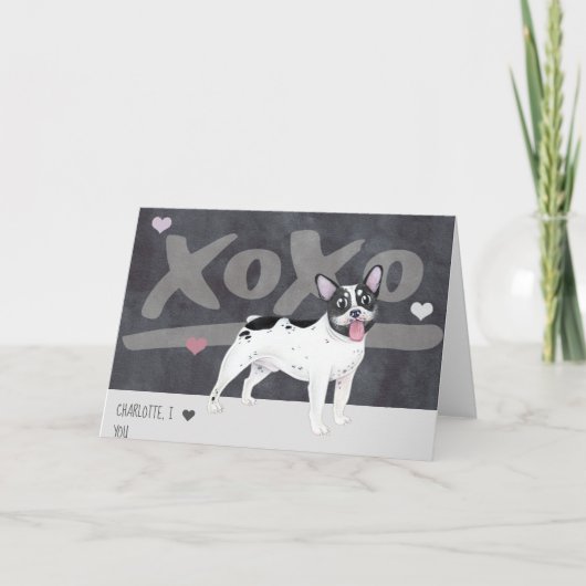 ボストンテリアフランスのー – ブルドッグバレンタインデー シーズンカード (正面)