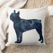 ボストンテリアブラックウォーターカラーシルエット クッション (ブランケット)