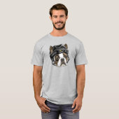 ボストンテリアブラックホッケーヘルメット Tシャツ (正面フル)