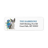 ボストンテリアブルーフローラ差出人住所 ラベル (正面)