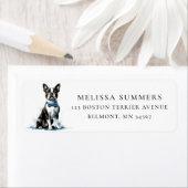 ボストンテリアブルーボウティ差出人住所ラベル ラベル (インサイチュ)