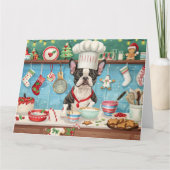 ボストンテリアホリデーベーキング:フェスティバルクリスマス カード (正面)