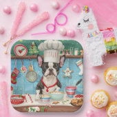 ボストンテリアホリデーベーキング:フェスティバルクリスマス ペーパープレート (パーティー)