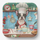 ボストンテリアホリデーベーキング:フェスティバルクリスマス ペーパープレート (正面)