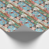 ボストンテリアホリデーベーキング:フェスティバルクリスマス ラッピングペーパー (角)