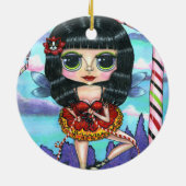 ボストンテリアボウの可愛いバレリーナ妖精の人形 セラミックオーナメント (裏面)