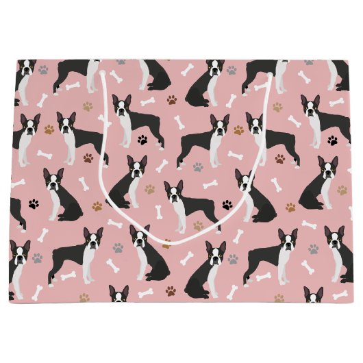 ボストンテリアボーンズアンドポーズラージ抱き枕 ラージペーパーバッグ (正面)