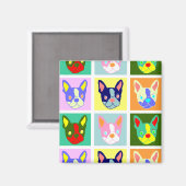 ボストンテリアポップ・アートのアート マグネット (正面/裏面)