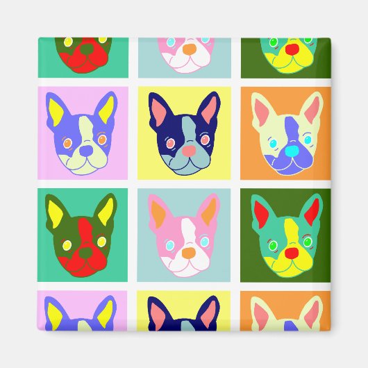 ボストンテリアポップ・アートのアート マグネット (正面)