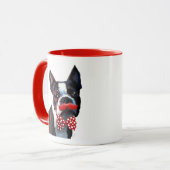 ボストンテリアポートレートとレッドボウタイ2 マグカップ (正面左)