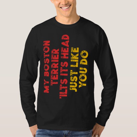 ボストンテリアママパパおもしろい犬オーナー Tシャツ (正面)