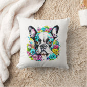 ボストンテリアマムポープリント クッション (ブランケット)