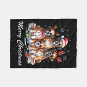 ボストンテリアメリークリスマスおもしろい犬愛好家ホー フリースブランケット (正面(横))