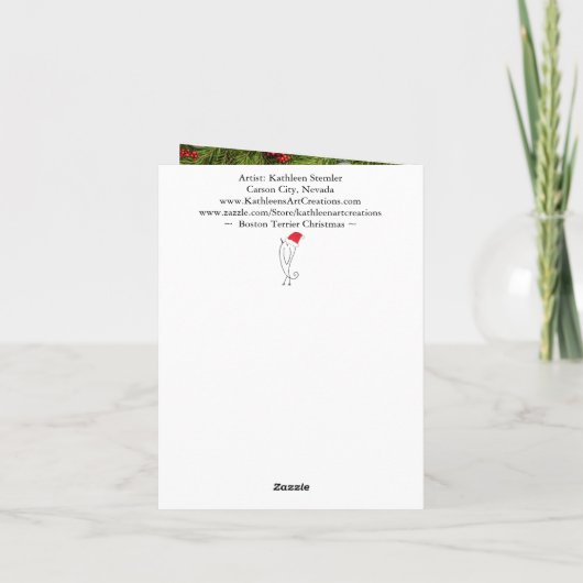 ボストンテリアメリークリスマスグリーティングカード シーズンカード (裏面)