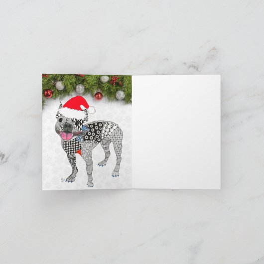 ボストンテリアメリークリスマスグリーティングカード シーズンカード (内部)