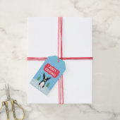 ボストンテリアメリークリスマススノーフレーク ギフトタグ (より糸付き)