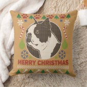 ボストンテリアメリークリスマス醜いセーター クッション (ブランケット)