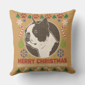 ボストンテリアメリークリスマス醜いセーター クッション (裏面)