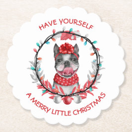 ボストンテリアメリークリスマス ペーパーコースター