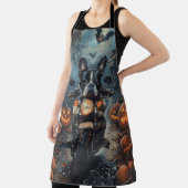 ボストンテリアライディングオートバイハロウィンホラー エプロン (インサイチュ)