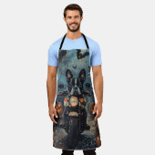 ボストンテリアライディングオートバイハロウィンホラー エプロン (着用した状態)