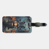 ボストンテリアライディングオートバイハロウィンホラー ラゲッジタグ (裏面横)