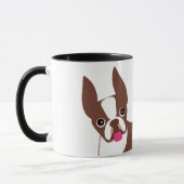 ボストンテリアレッドブラウンとホワイト コーヒーマグカップ (左)