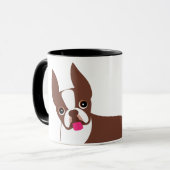 ボストンテリアレッドブラウンとホワイト コーヒーマグカップ (正面左)