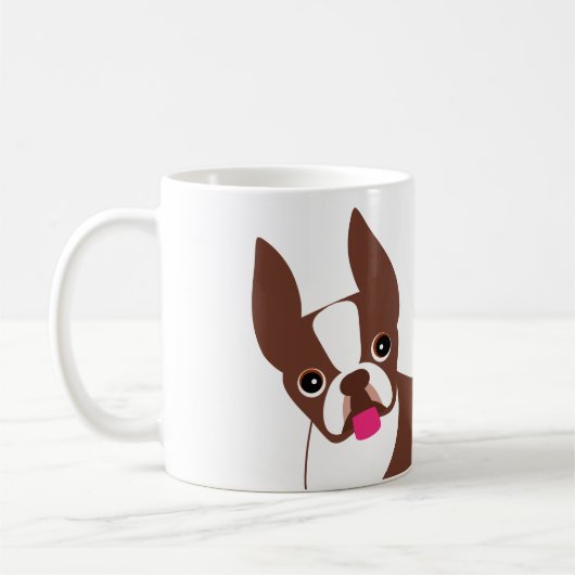 ボストンテリアレッドブラウンとホワイト コーヒーマグカップ (左)