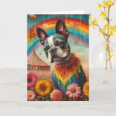 ボストンテリアワイルドフラワーメドウサーカステント カード (黄色い花)