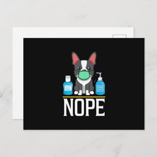 ボストンテリアワントゥデイ顔マスクハンドサニタイザ ポストカード (正面/裏面)