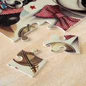 ボストンテリアヴィンテージシームレスイラストレーション ジグソーパズル (側面)