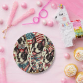 ボストンテリアヴィンテージシームレスイラストレーション ペーパープレート (パーティー)