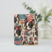 ボストンテリアヴィンテージシームレスイラストレーション ポストカード (スタンド正面)