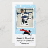 ボストンテリアースノウドッグ |写真のクリスマス シーズンカード (正面/裏面)