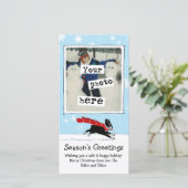 ボストンテリアースノウドッグ |写真のクリスマス シーズンカード (スタンド正面)