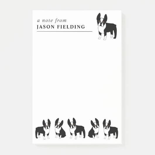 ボストンテリアーズかわいい白黒の犬がポストイット  ポストイット (正面)