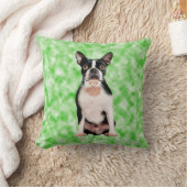 ボストンテリアードッグアートポートレート クッション (ブランケット)