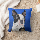 ボストンテリアードッグオイルペインティングアートポートレート クッション (ブランケット)